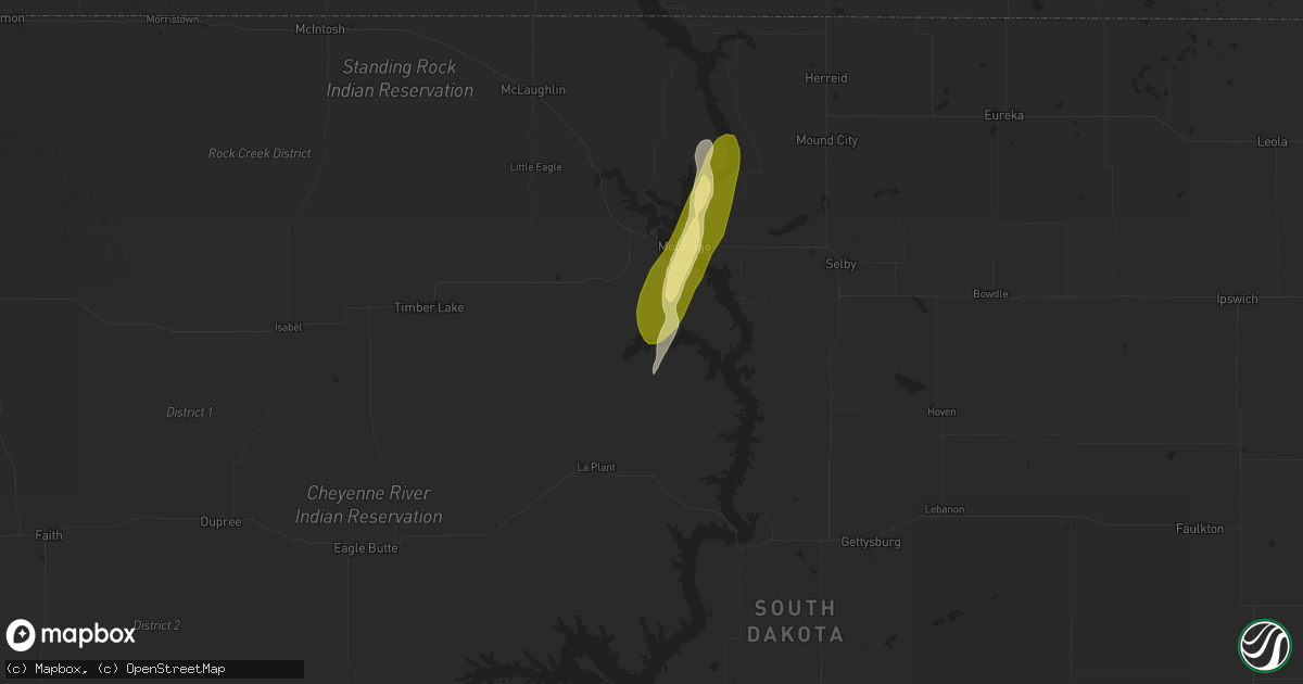 Hail map in Mobridge, SD on June 21, 2025