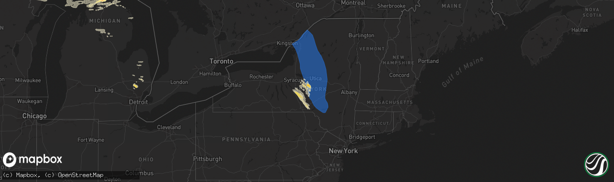 Hail map in New York on June 21, 2025