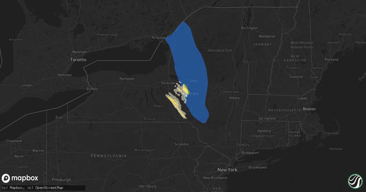 Hail map in New York on June 21, 2025
