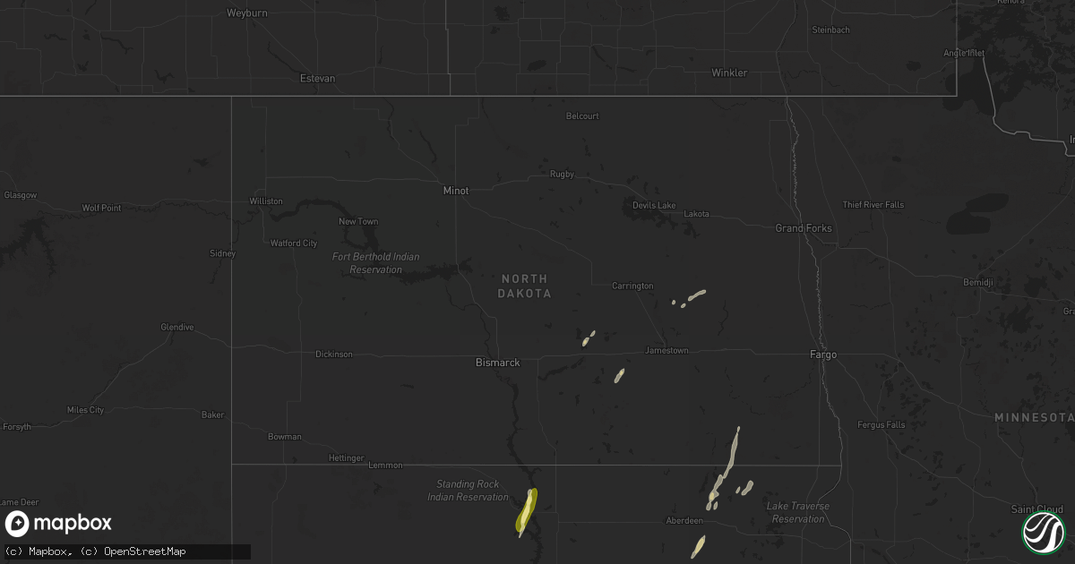 Hail map in North Dakota on June 21, 2025