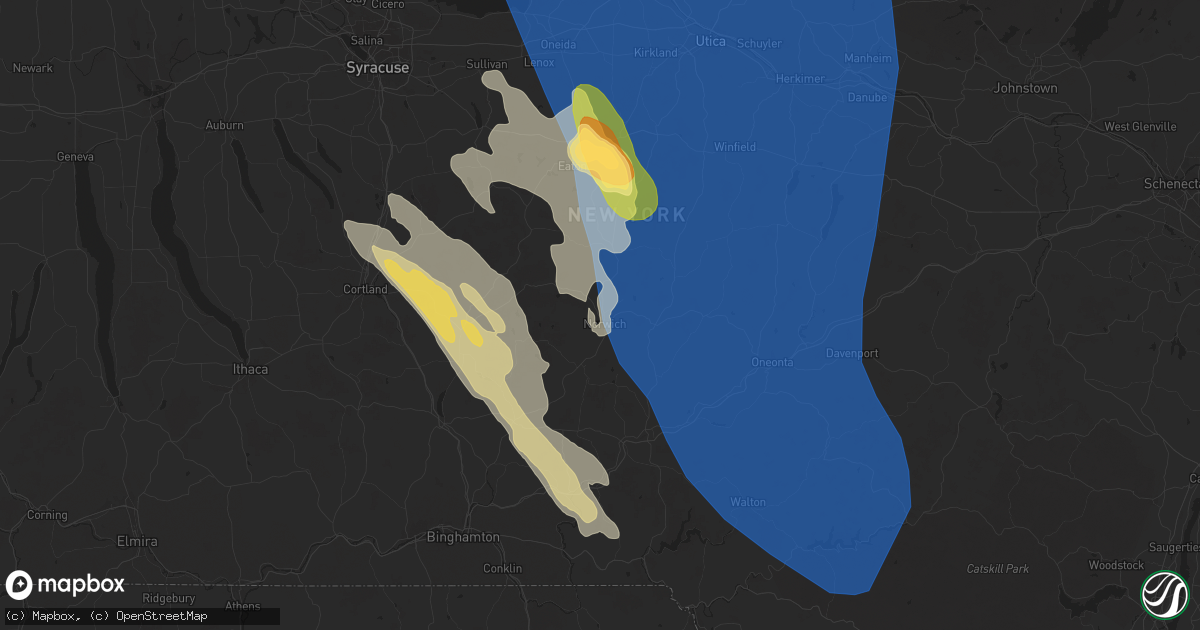 Hail map in Norwich, NY on June 21, 2025