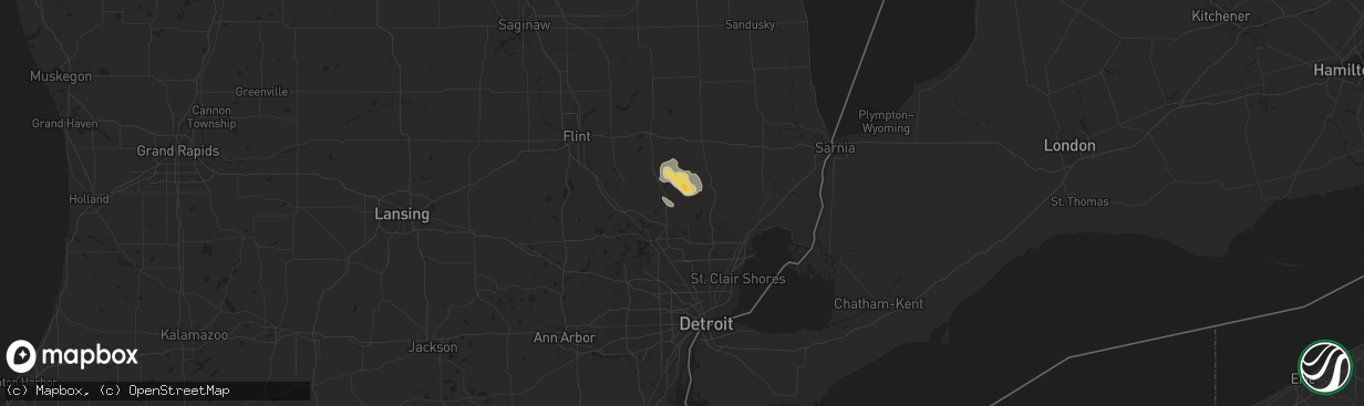 Hail map in Oakland, MI on June 21, 2025