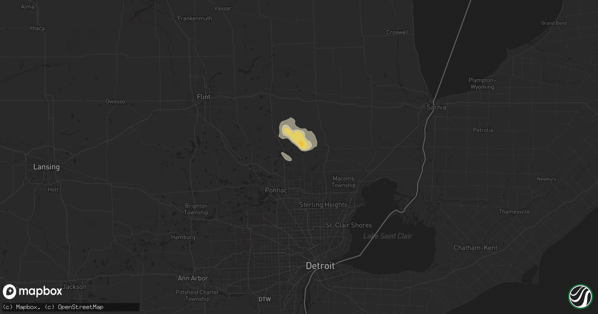 Hail map in Oakland, MI on June 21, 2025