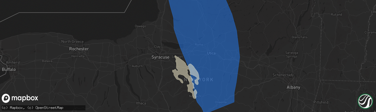 Hail map in Oneida, NY on June 21, 2025