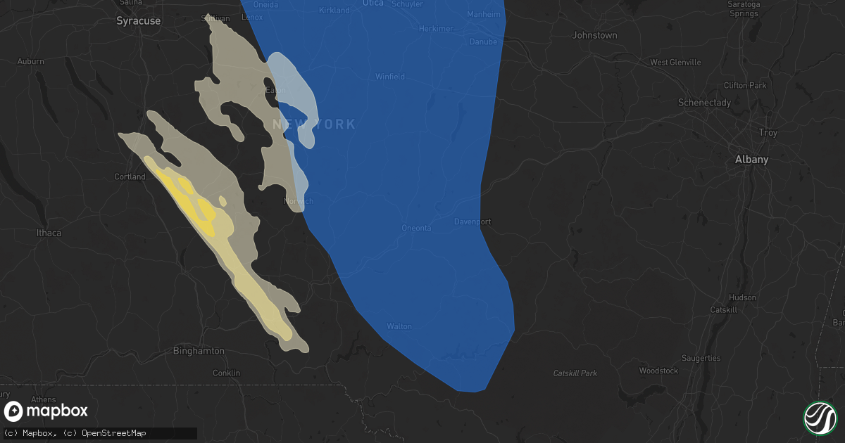 Hail map in Oneonta, NY on June 21, 2025