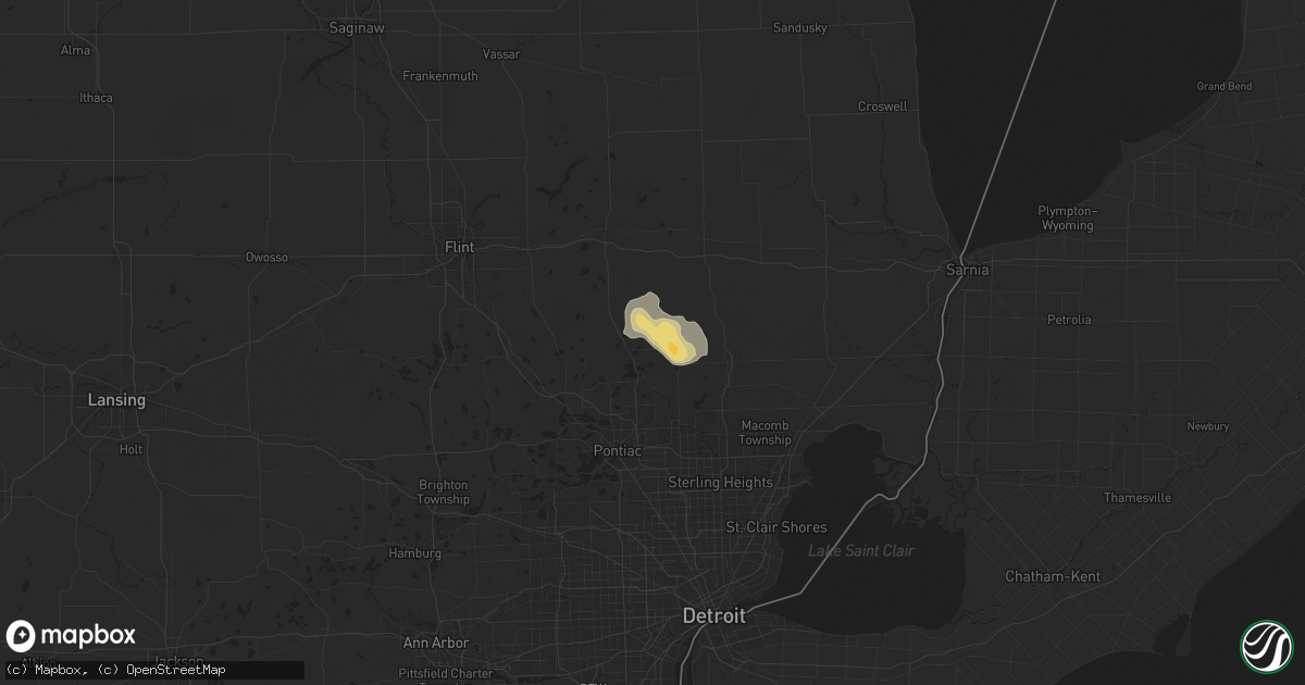 Hail map in Oxford, MI on June 21, 2025