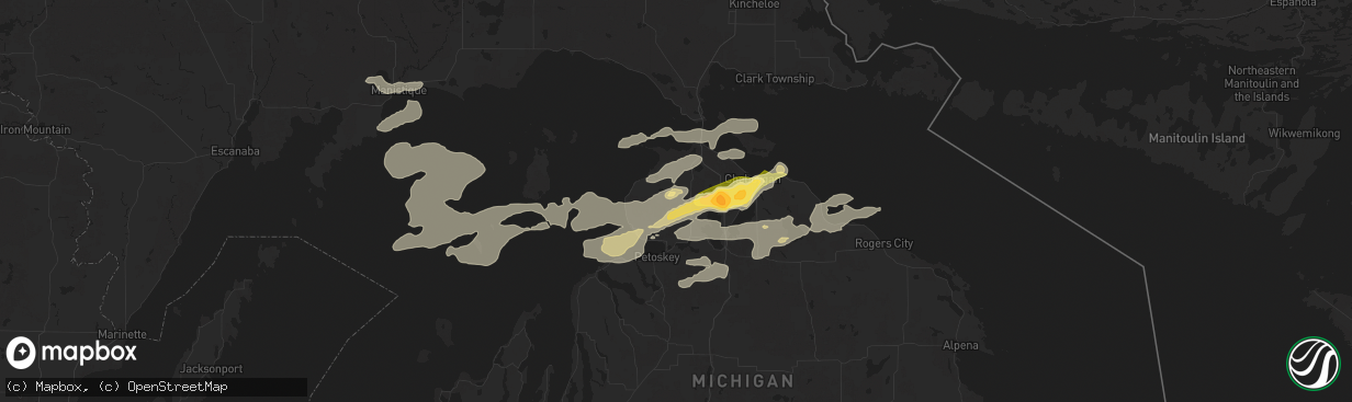Hail map in Pellston, MI on June 21, 2025