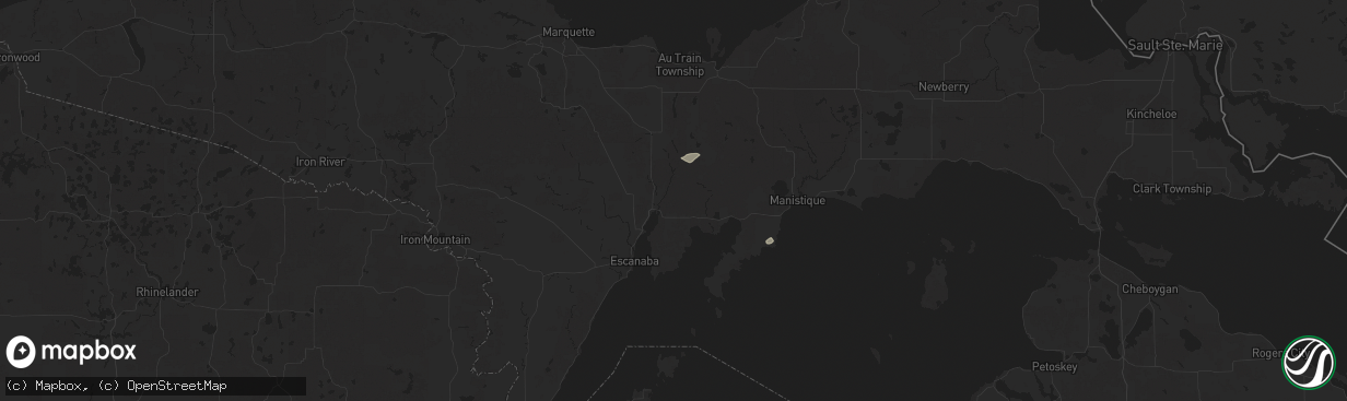 Hail map in Rapid River, MI on June 21, 2025