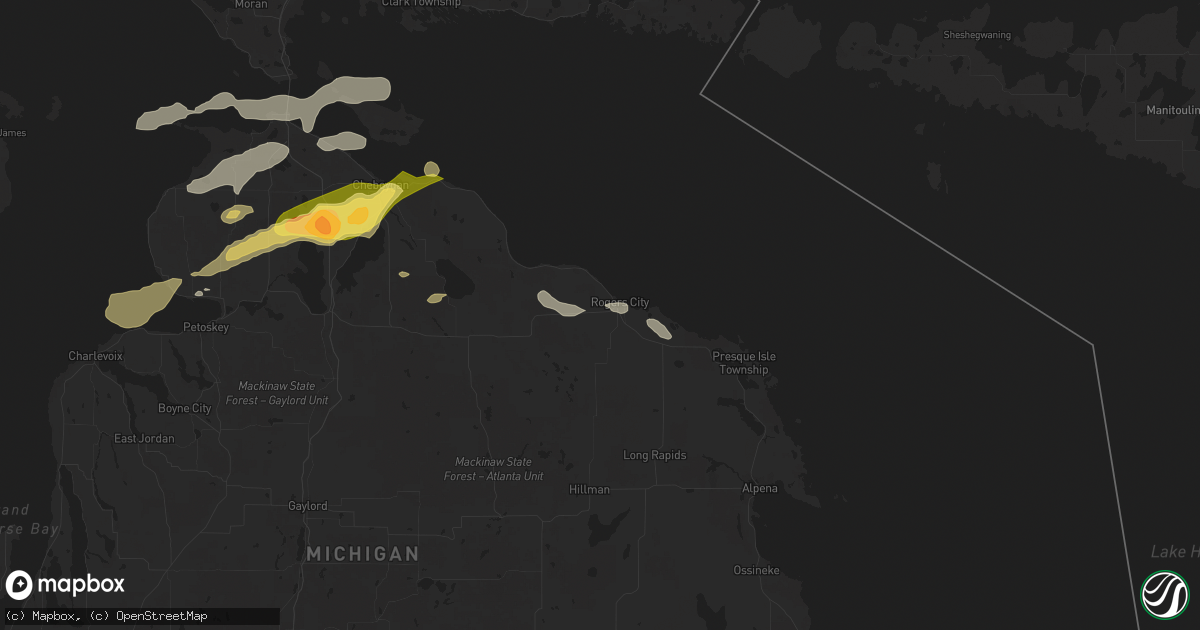 Hail map in Rogers City, MI on June 21, 2025