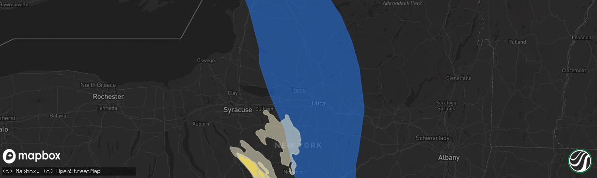 Hail map in Rome, NY on June 21, 2025