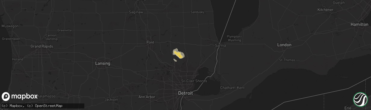 Hail map in Romeo, MI on June 21, 2025