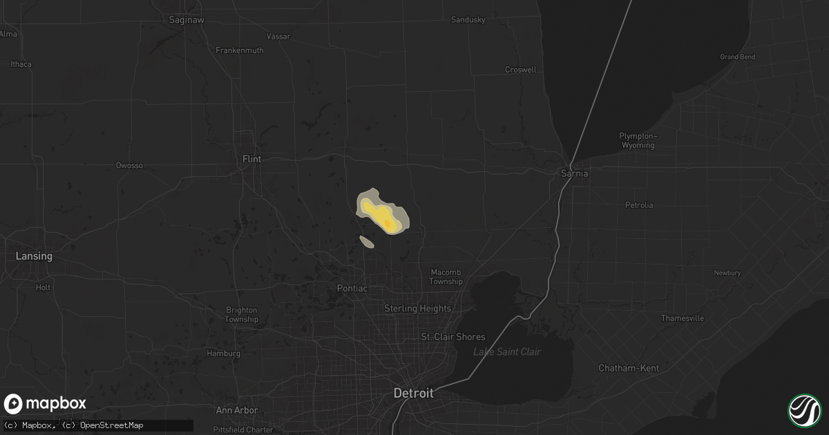 Hail map in Romeo, MI on June 21, 2025