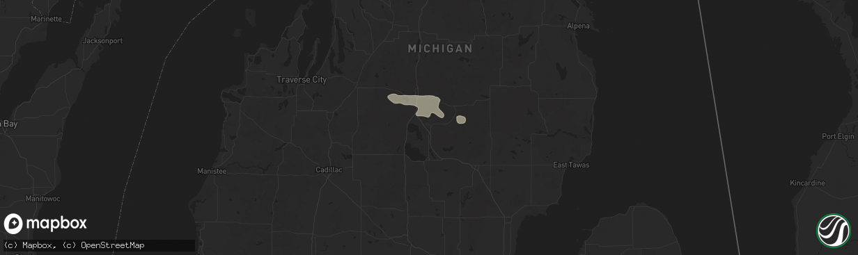 Hail map in Roscommon, MI on June 21, 2025
