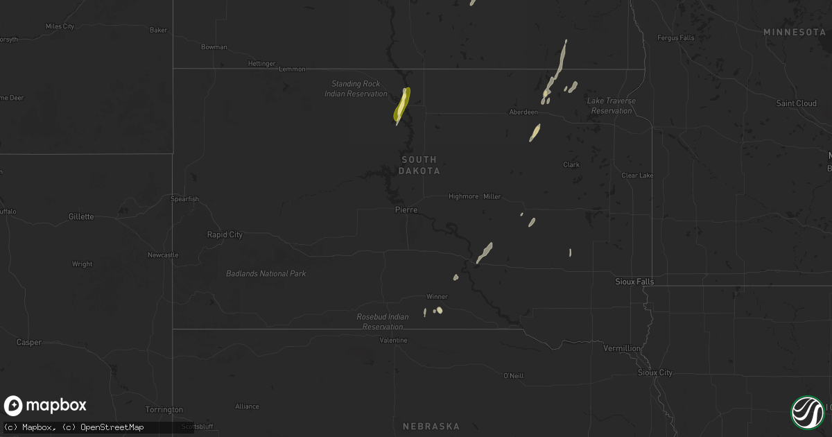 Hail map in South Dakota on June 21, 2025