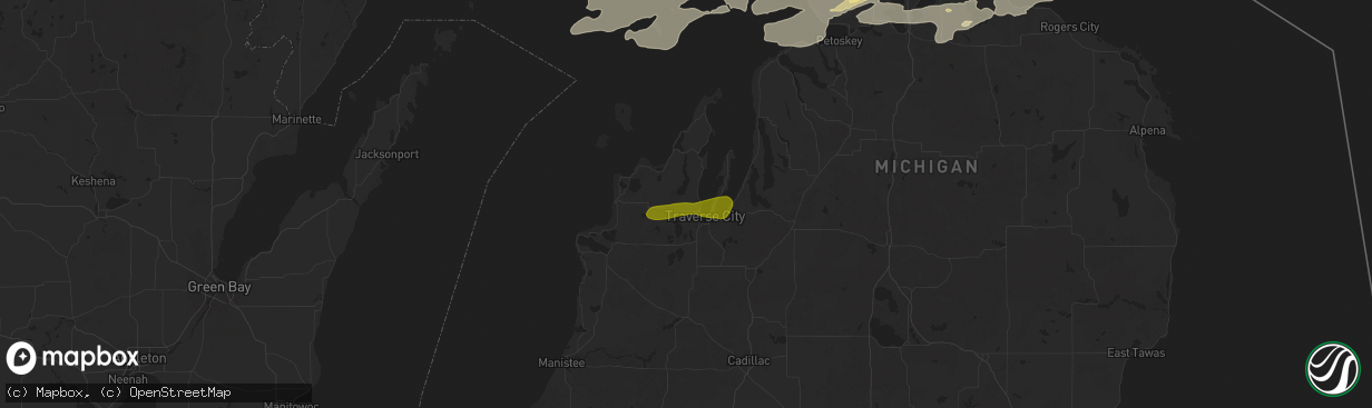 Hail map in Traverse City, MI on June 21, 2025