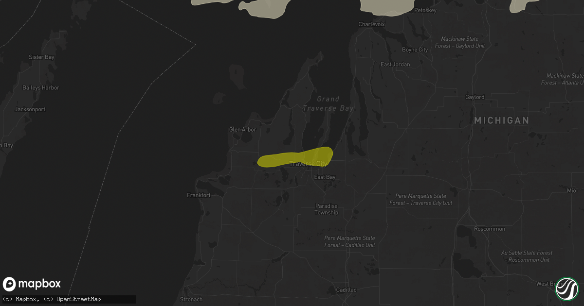 Hail map in Traverse City, MI on June 21, 2025