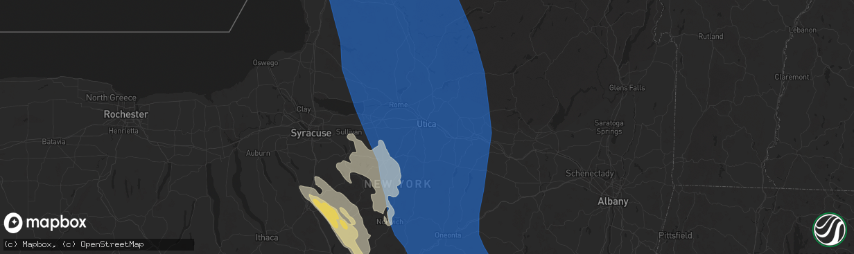 Hail map in Utica, NY on June 21, 2025