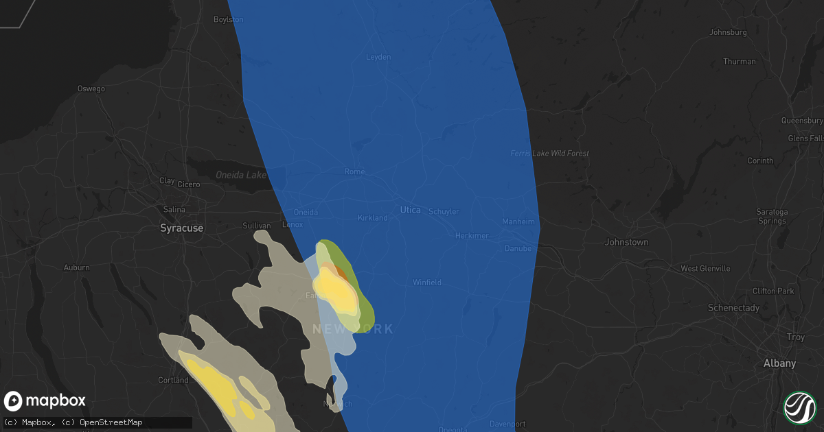 Hail map in Utica, NY on June 21, 2025
