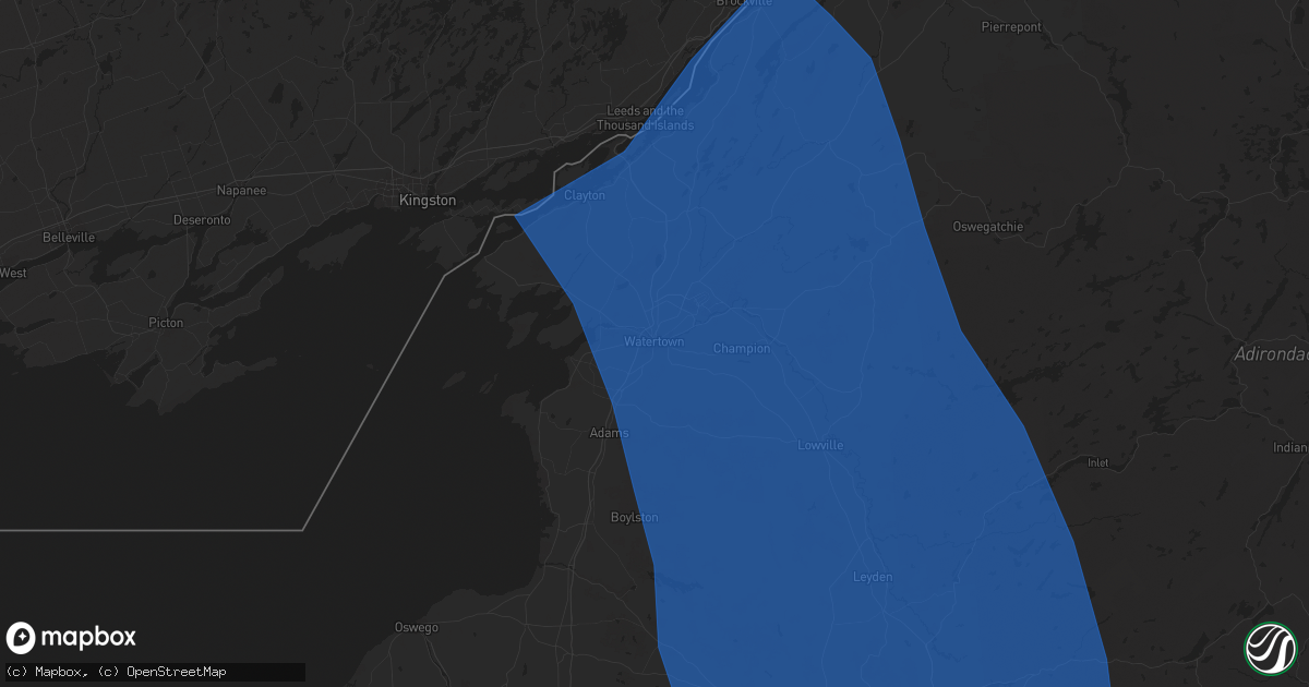 Hail Map in Watertown, NY on June 21, 2025 - HailTrace