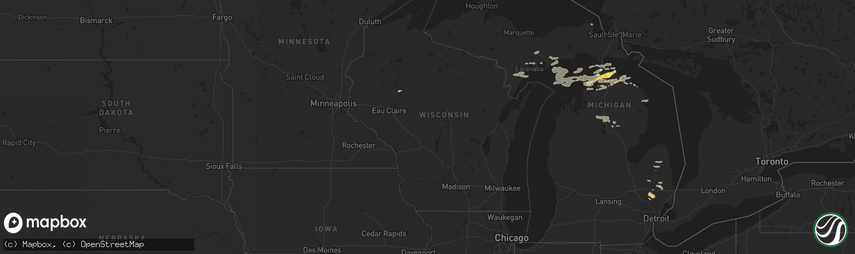 Hail map in Wisconsin on June 21, 2025