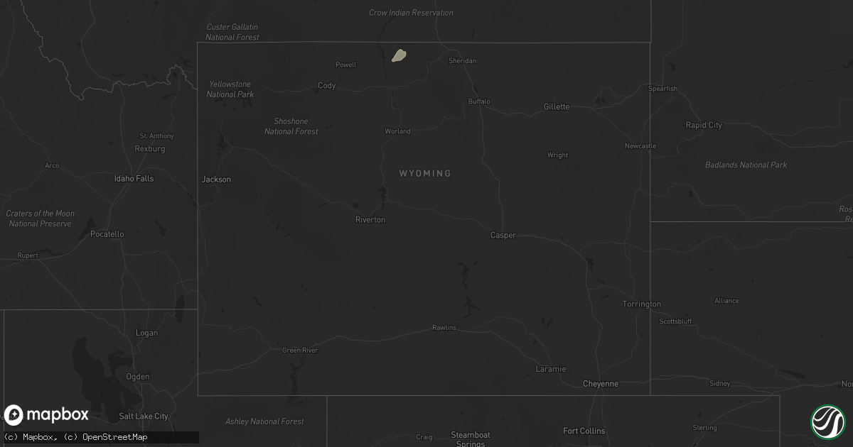 Hail map in Wyoming on June 21, 2025