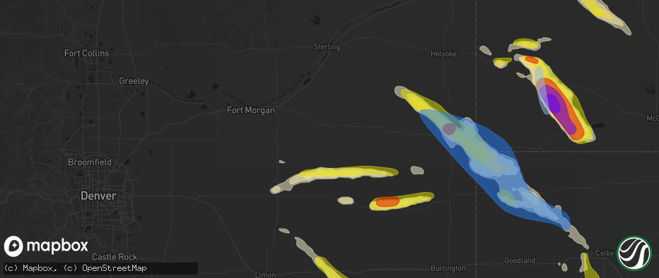 Hail map in Akron, CO on June 21, 2026