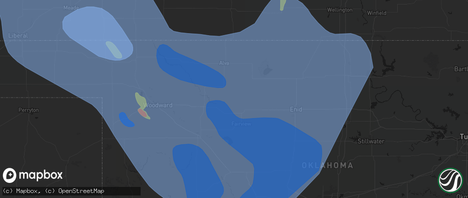Hail map in Aline, OK on June 21, 2026