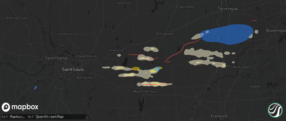 Hail map in Alma, IL on June 21, 2026