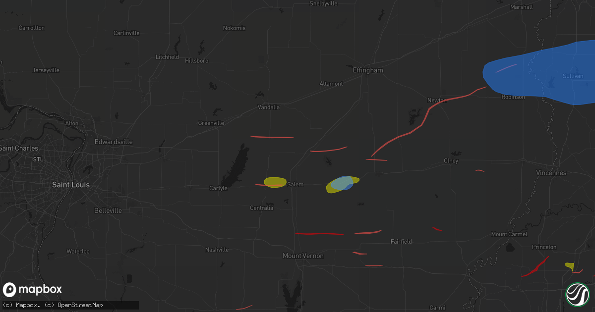 Hail map in Alma, IL on June 21, 2026