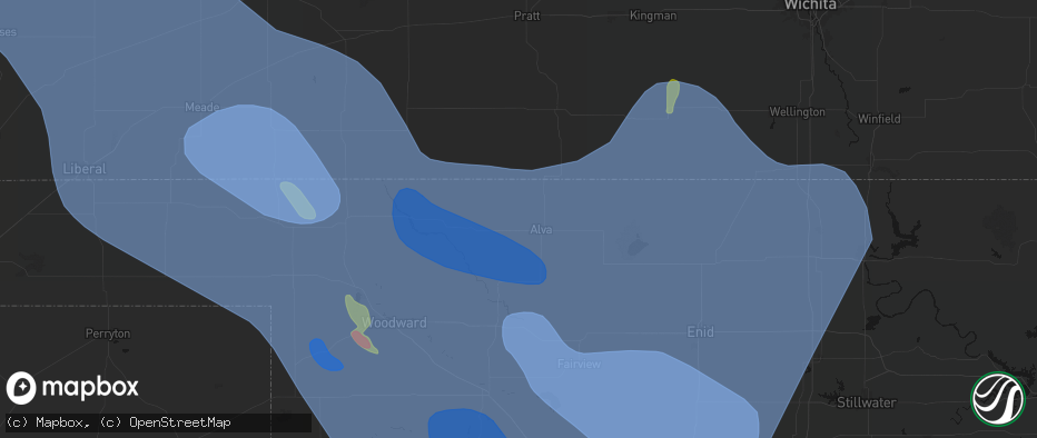 Hail map in Alva, OK on June 21, 2026