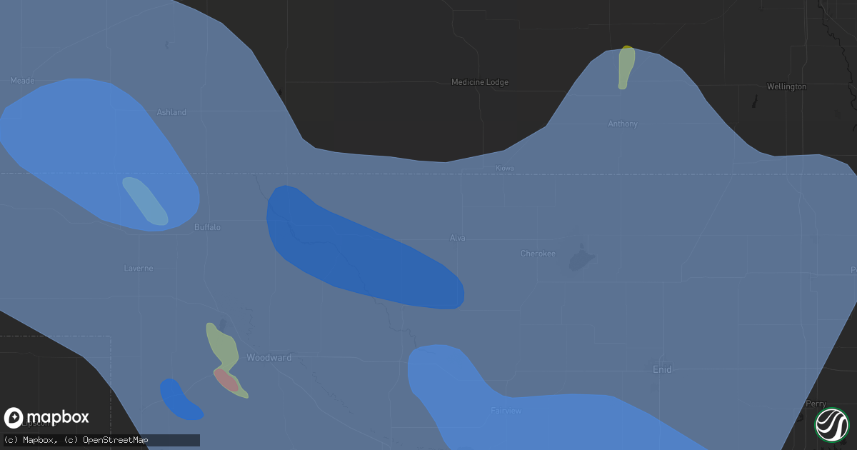Hail map in Alva, OK on June 21, 2026