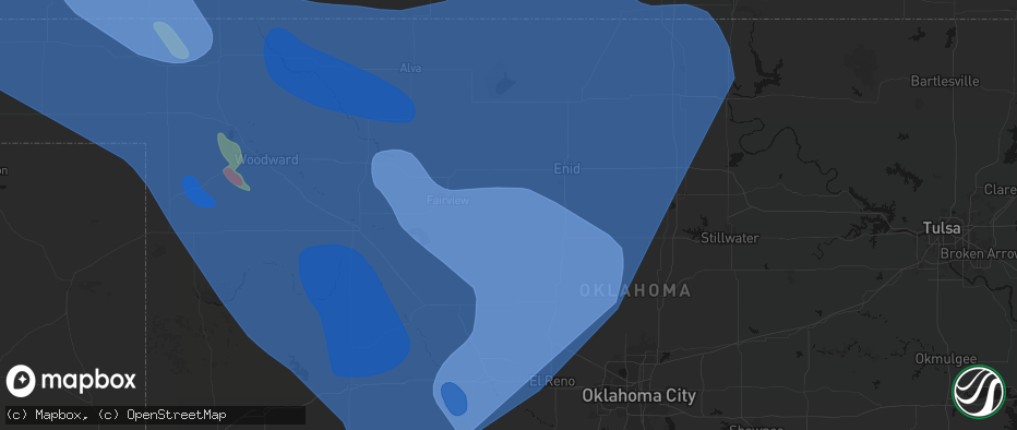 Hail map in Ames, OK on June 21, 2026