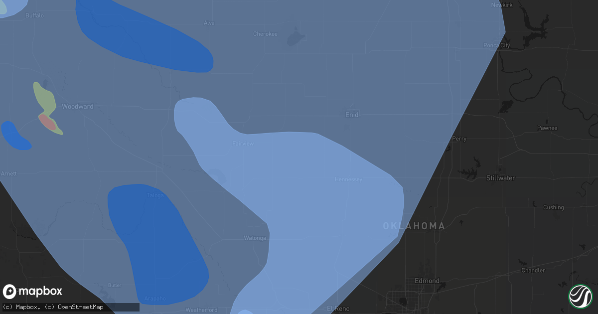 Hail map in Ames, OK on June 21, 2026
