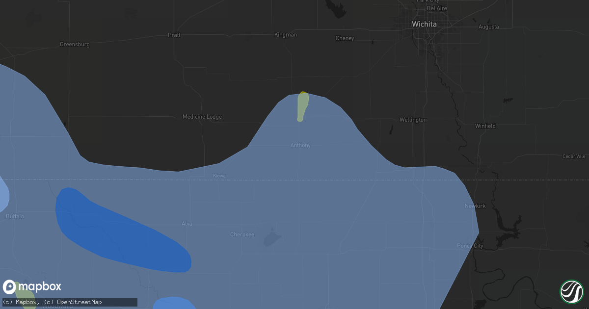 Hail map in Anthony, KS on June 21, 2026