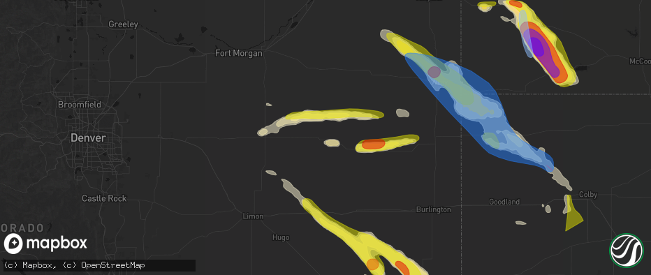 Hail map in Anton, CO on June 21, 2026