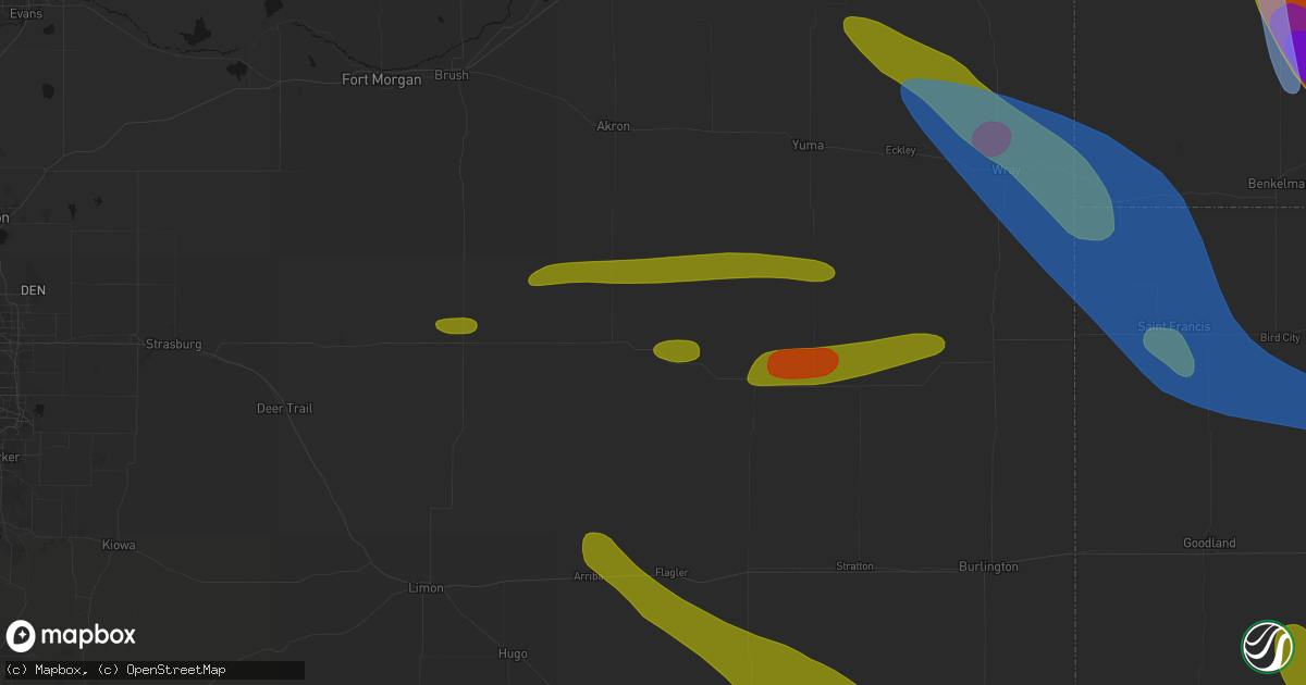 Hail map in Anton, CO on June 21, 2026