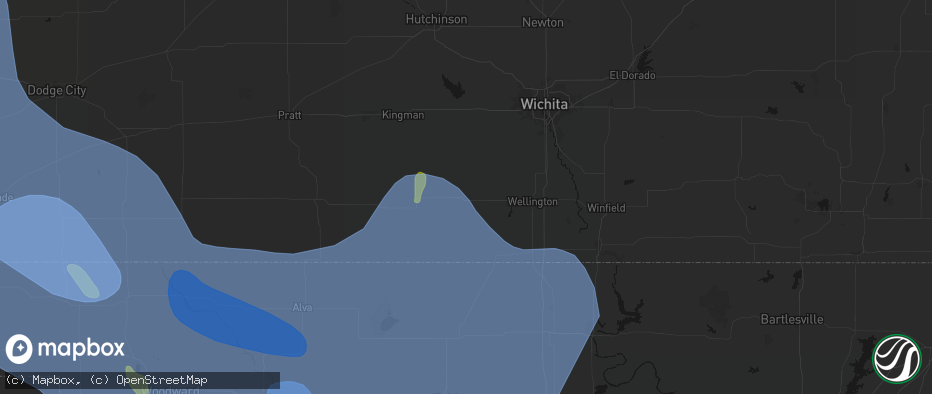 Hail map in Argonia, KS on June 21, 2026