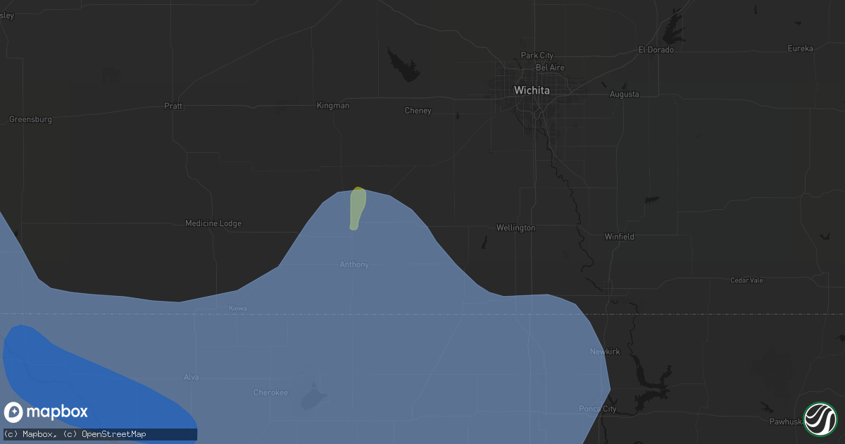 Hail map in Argonia, KS on June 21, 2026