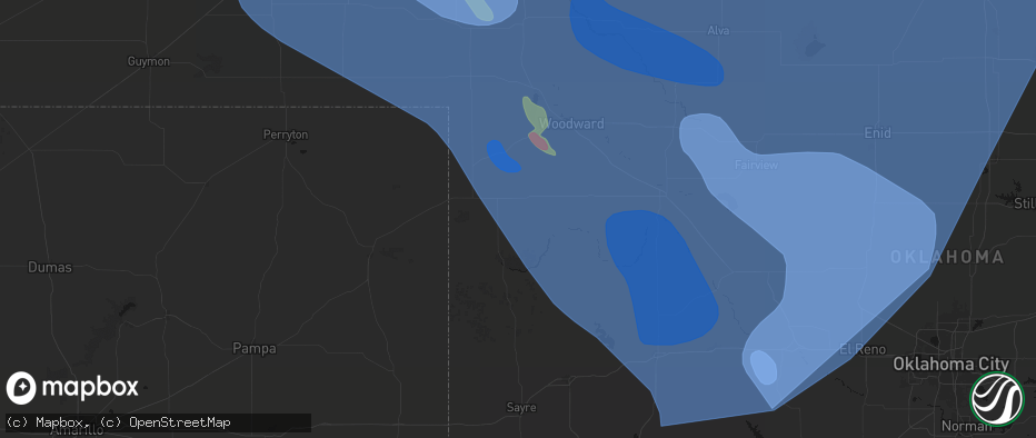 Hail map in Arnett, OK on June 21, 2026