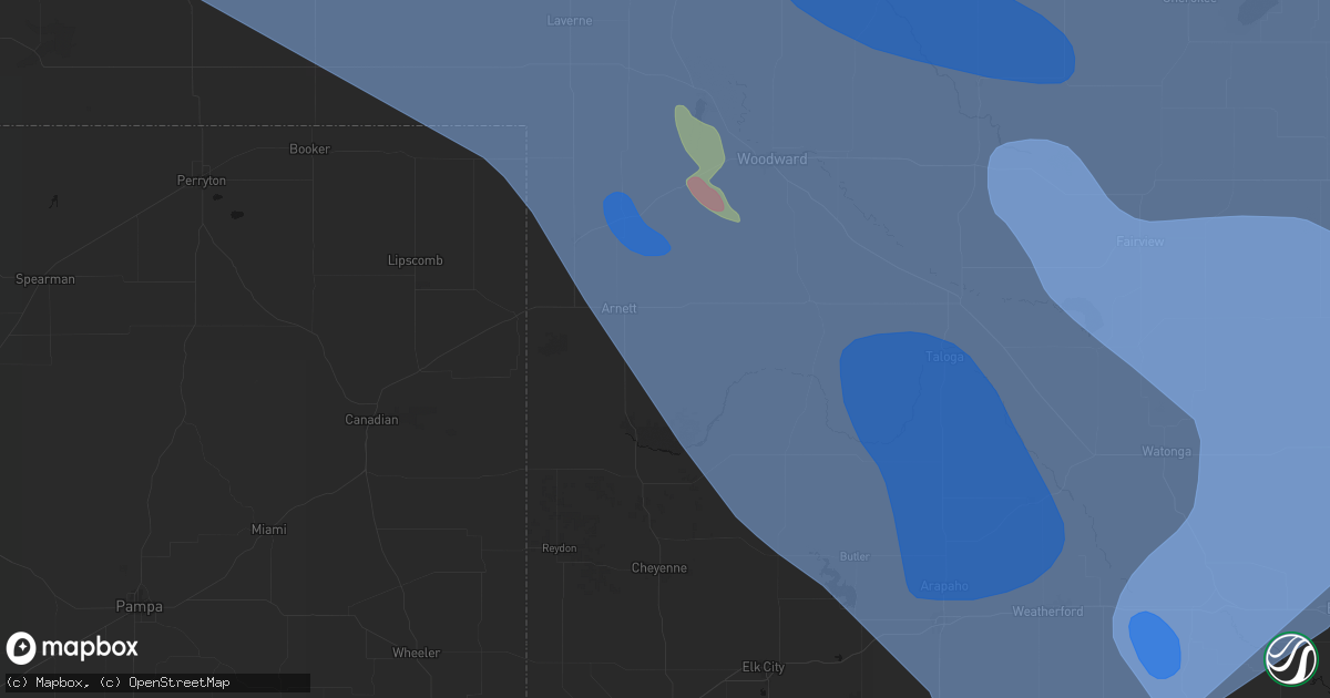 Hail map in Arnett, OK on June 21, 2026