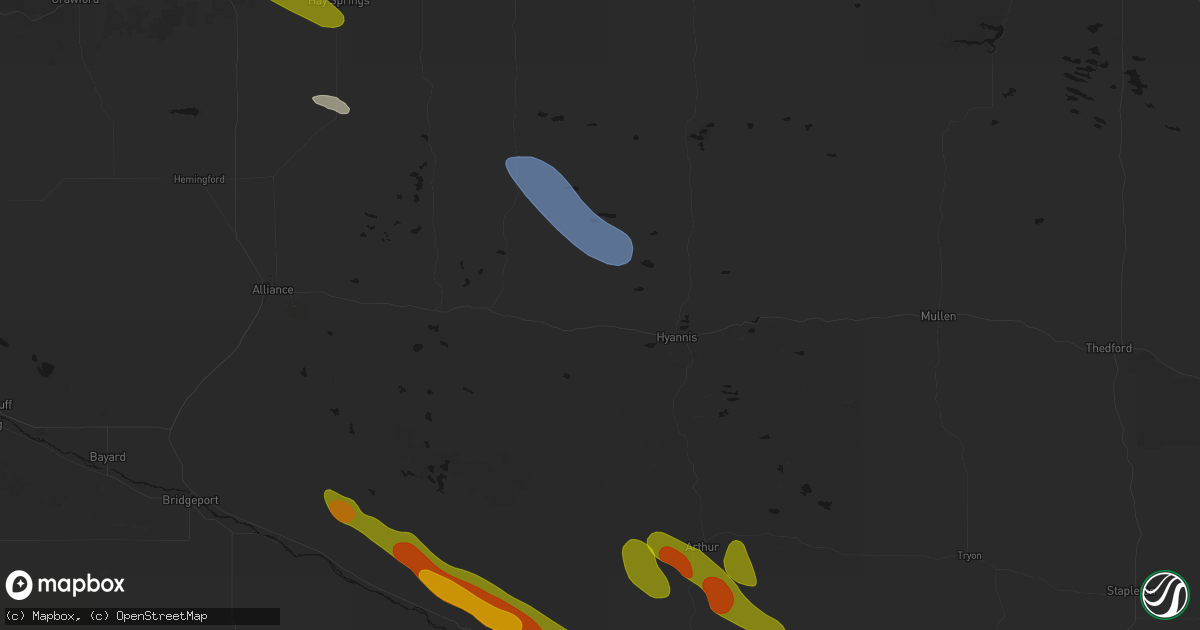 Hail map in Ashby, NE on June 21, 2026
