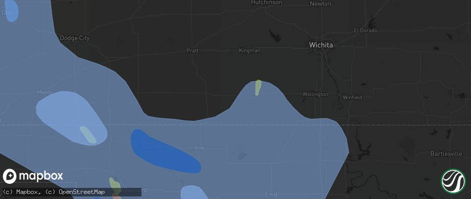Hail map in Attica, KS on June 21, 2026