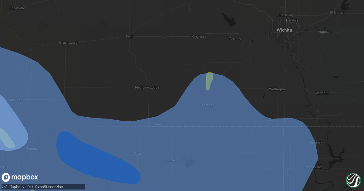 Hail map in Attica, KS on June 21, 2026