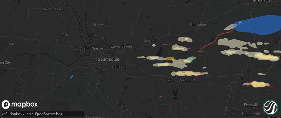 Hail map in Aviston, IL on June 21, 2026