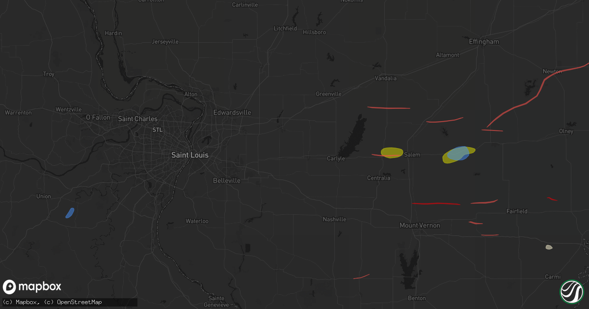 Hail map in Aviston, IL on June 21, 2026
