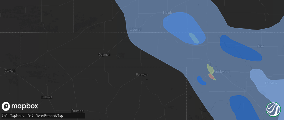 Hail map in Balko, OK on June 21, 2026