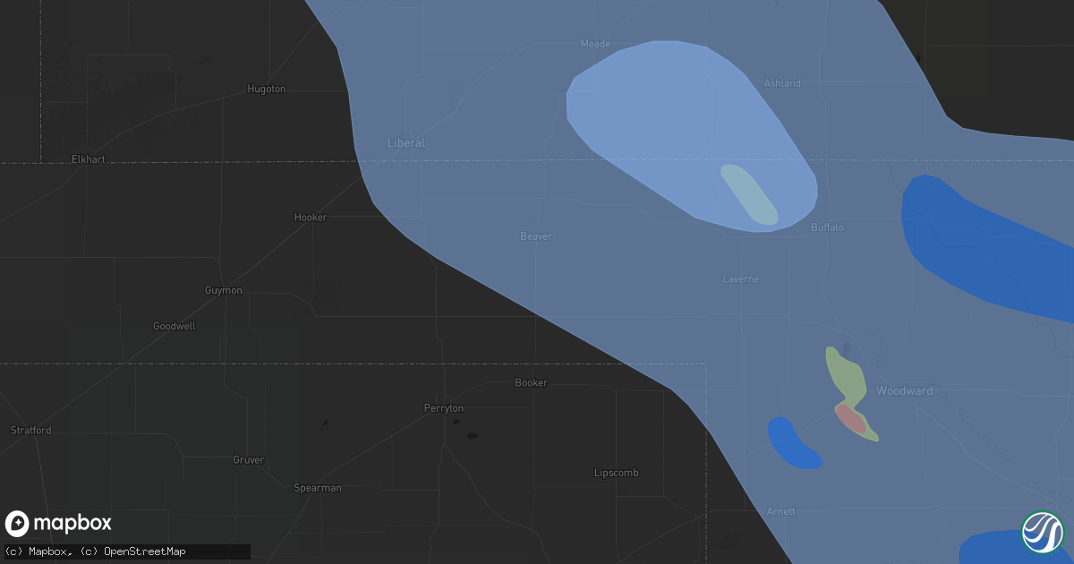 Hail map in Beaver, OK on June 21, 2026