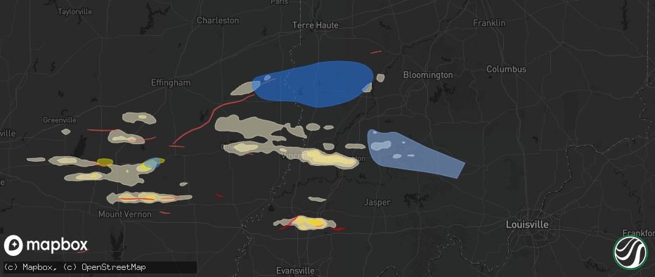Hail map in Bicknell, IN on June 21, 2026