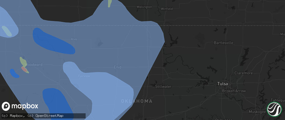 Hail map in Billings, OK on June 21, 2026