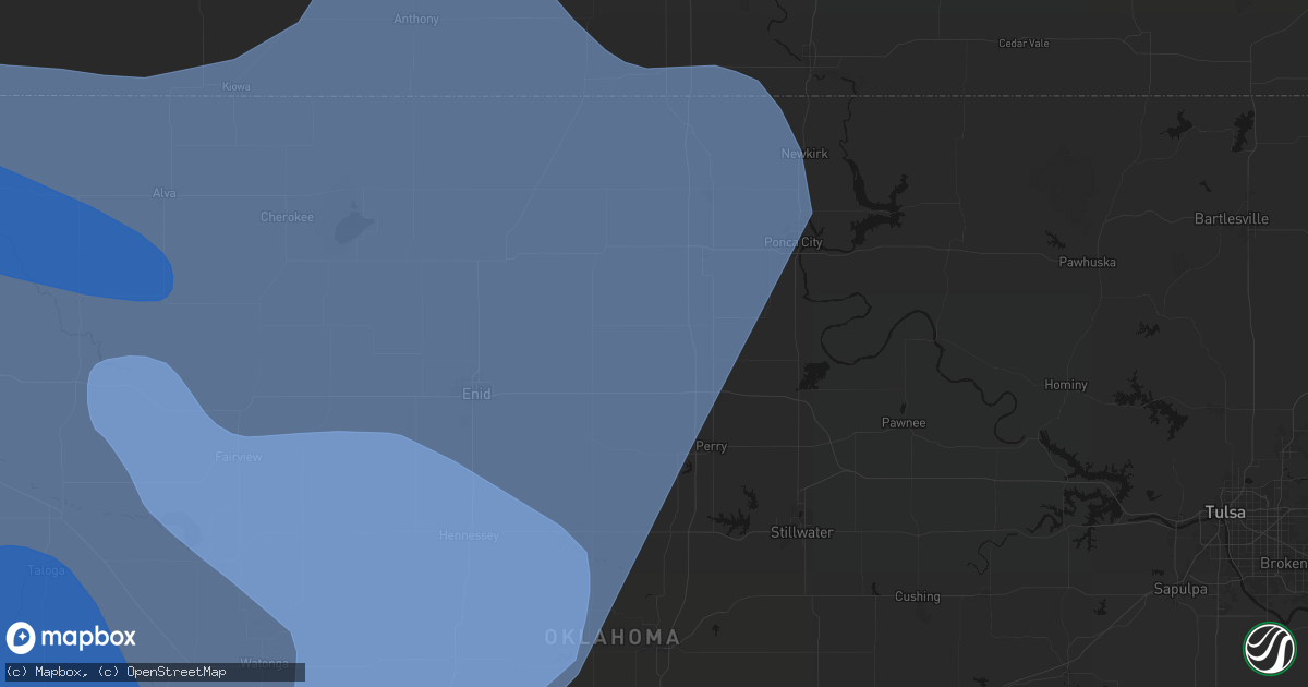 Hail map in Billings, OK on June 21, 2026